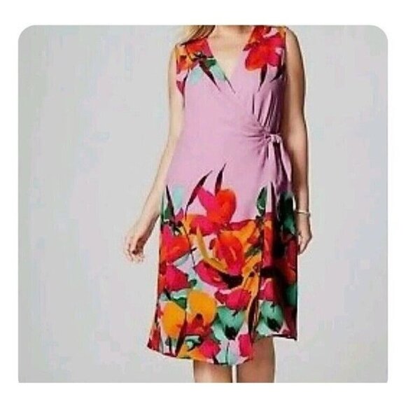J. Jill Dresses & Skirts - Christian Siriano for J. Jill purple pink floral true wrap sleeveless dress